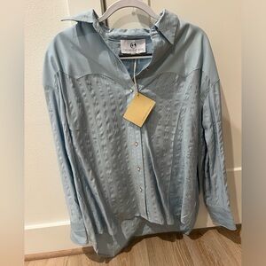 The Brightside Blue Button Down with leather detailing